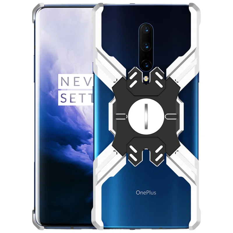 Герой Marvel элементы Алюминиевый металлический бампер чехол для OnePlus 7/Pro тонкий жесткий противоударный защитный бампер для телефона чехол OnePlus 7 Pro - Цвет: Silver Black