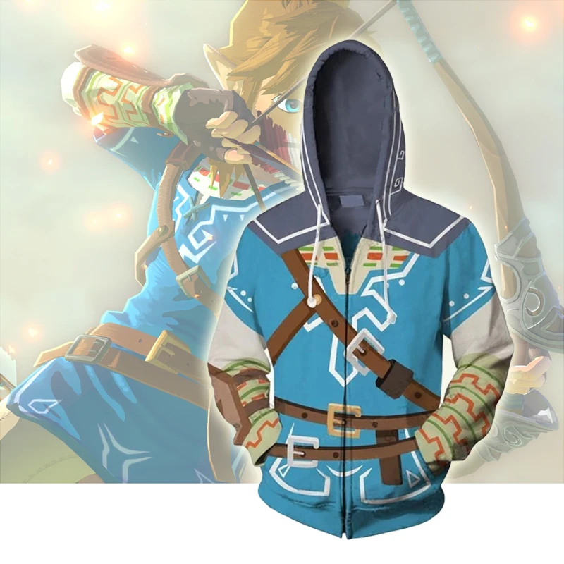

The Legend of Zelda Cosplay Costume Hoodie Sweatshirt Tops Casual Cool Coat Jacket Fashion Sweat Shirt Zipper Hooded Hoodies