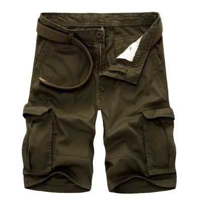 B086 dark green Летние пляжные шорты Карго, мужские Свободные Комбинезоны, высокое качество, Бермуды, мужские повседневные шорты с несколькими карманами размера плюс 51 - Цвет: B086 dark green