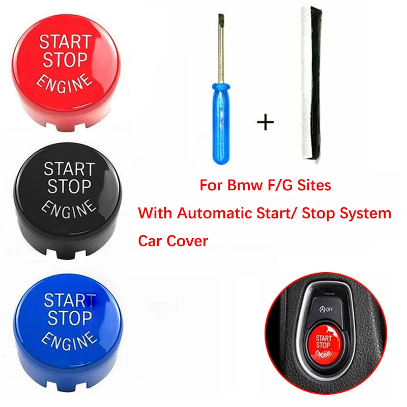 Replacement ABS Plastic Car Engine Start Stop Switch Button Sticker Cover for BMW F20 F21 F22 F23 F30 F31 F32 F33 F10 F11 F12 F13 F01 F02 F48 F25 F26 F15 F16 without OFF Button red 
