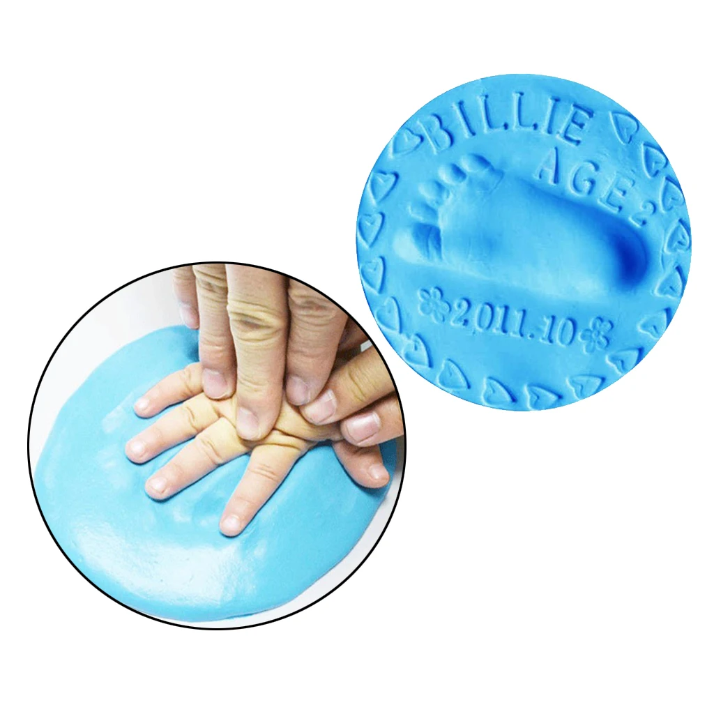 2 Set Clay Imprint Kit for Newborn Babies Hand Print and Foot Print - Gifts for Babies and Children -Blue