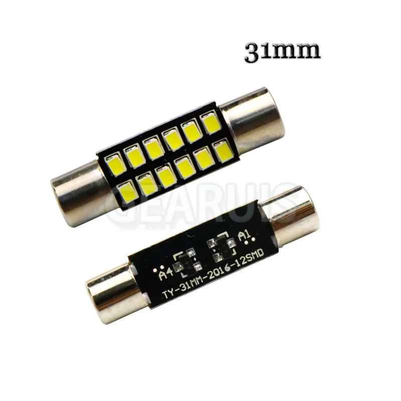 100 шт. AC 12 В T6 Festoon Dome T6.3 28 мм 31 мм 12 SMD светодиодный лампочка Автомобильная подсветка косметического зеркала солнцезащитный козырек предохранитель свет белый 12 В - Испускаемый цвет: 31mm White