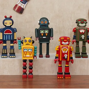 

Retro Cartoon Robot Resin Craftwork Statue Creative Children's Clothing Store Desktop Decoration X2905