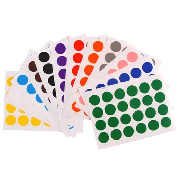 

12PCS/SET Permanent Adhesive Coding Stickers Round Circle Dots Bright Colors Label Set