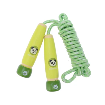 

1pc Skipping Rope Fitness Exercise Wood Handle Panda Pattern Practice Tool Jump Rope Training Rope for Children Kids