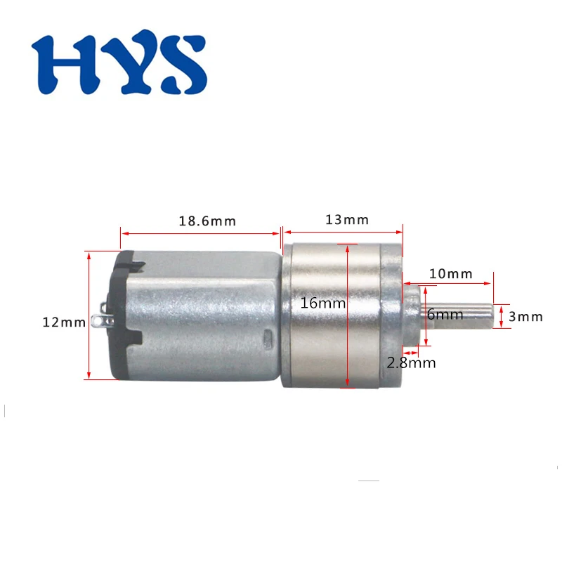 

HYS Motor DC 3V 6V Gear Motors 6-480rpm All-metal Reducter DC 6 volt Mini Electric Micro Motor Smartlock JGA16-030 DC3V-6V
