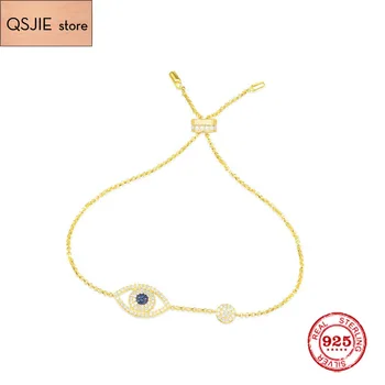 

Fashion Charm Sterling Silver Copy 1:1 Copy,Yellow Silver Lucky Eye Bracelet Women Monaco Luxury Jewelry Gift