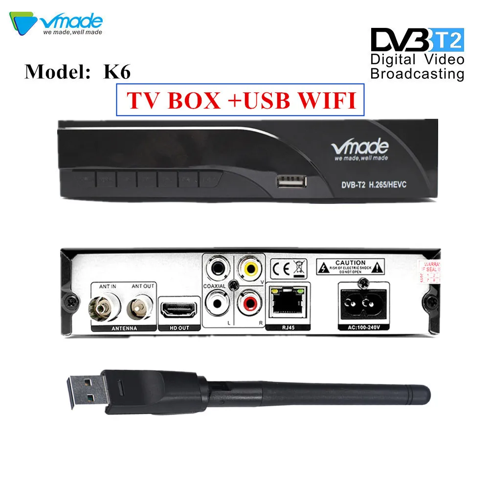 DVB T2 K6 H.265 HEVC цифровой HD T наземный ТВ приемник поддерживает Youtube тюнер коробка с RJ45
