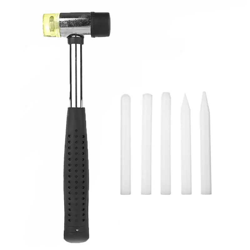 

Nylon White Tap Down kit Knock Down Set of 5 Tapper with 1pcs Rubber Hammer- Tools - Paintless Dent Repair Tools (FR-TD-2)