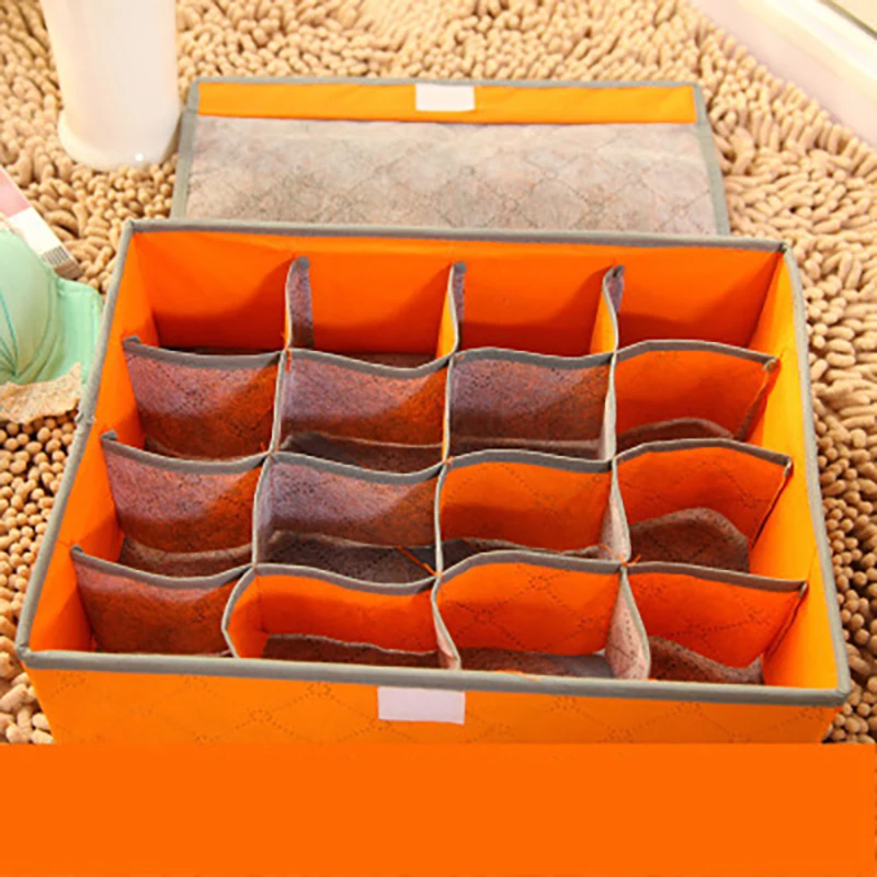 16 Grid Orange Мульти-носки в сетку Органайзер коробка для хранения нижнего белья бюстгальтер ящики разделители Organizador нетканый шкаф органайзеры под одежду - Цвет: 16 Grid Orange