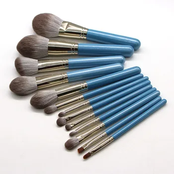 

13 Pcs Blue Makeup Brushes Set Solid Wood Handle Makeup Tools High-Grade Blue Makeup Brush Foundation Brush