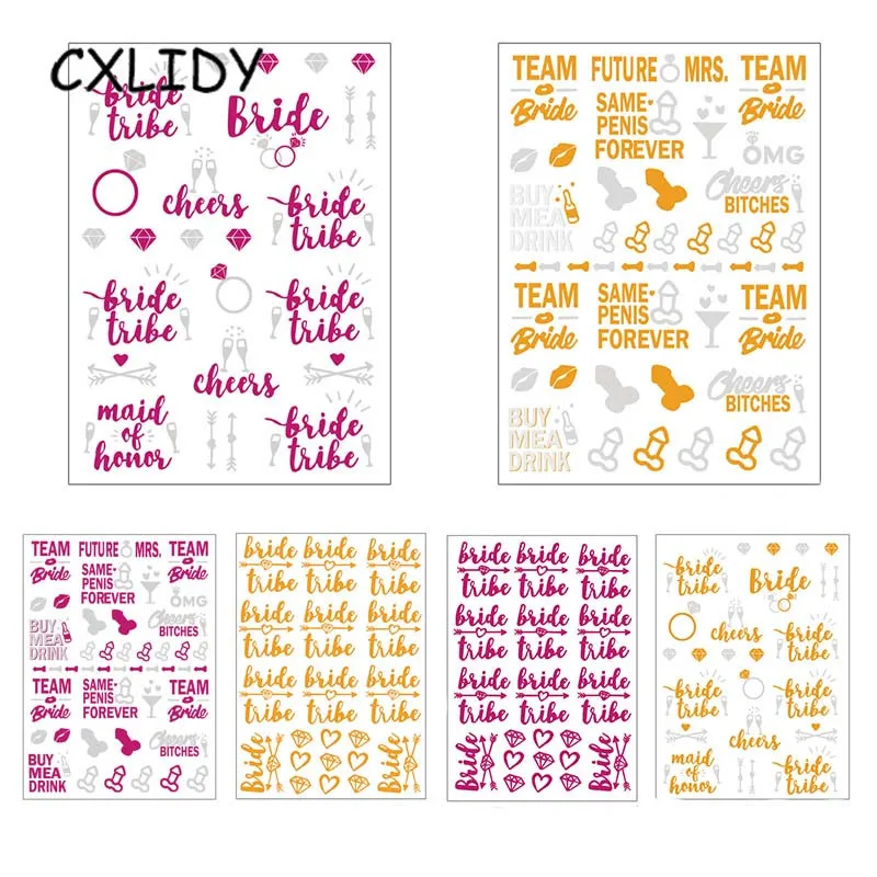 Team Bride Bridal Bachelor Party Wedding Hot Stamping Water Transfer Tattoo Stickers aa044 (1)