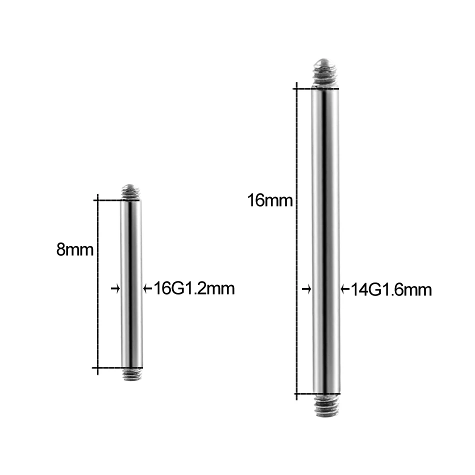 G23 Titanium Screw Barbell Replacement Accessories Labret Eyebrow Tongue Piercing Nose Ear Studs Piercing Jewelry Body Piercing Jewelry Body Jewelry 10Pcs/set