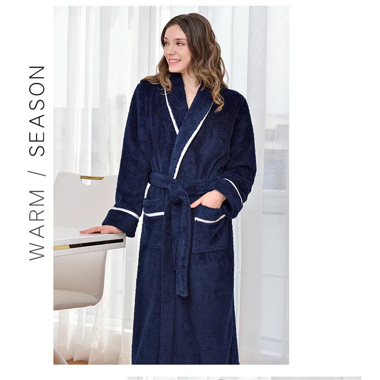 Winter Thick Warm Couples Kimono Robe Women Men Bath Gown Robe Dress Fluffy Plush Flannel Lovers Yukata Nightwear Sleepwear