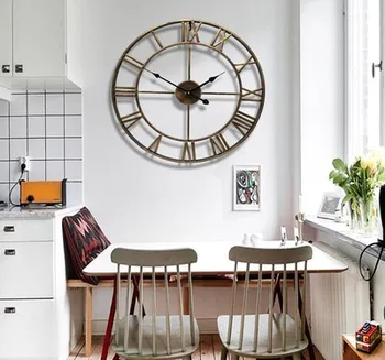 

80CM North Europe Brief Creative Wall clock Roman numerals retro Iron Watches Antique Klok Wedding decorations Wall clocks