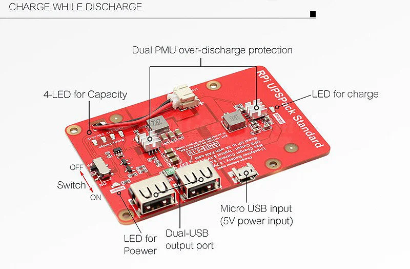 lítio placa para raspberry pi 3b + 3b 4b