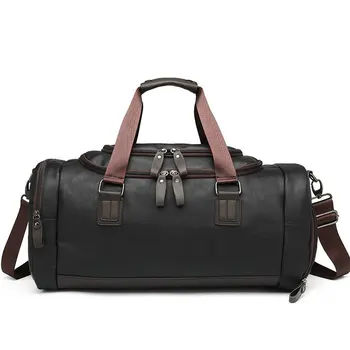 

Top Quality PU Leather Fitness Training Bags For Men Large Classic Soft Sports Gym Bags Men's Travel Multifunction Handbag LGX91