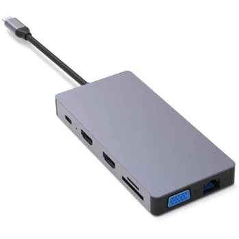 

USB Type C Hub Adapter 12 in 1 Dual USB Type C Dock for Pro with 4K HDMI USB C USB3.0 SD/MicroSD Card Reader