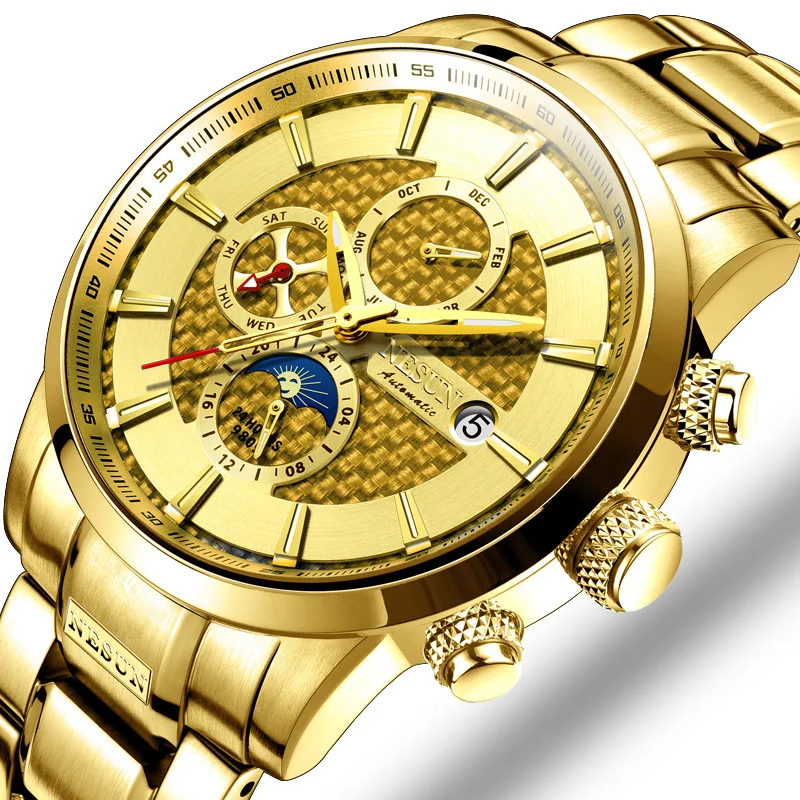 

Nesun (Nesun) Watch Men Analog Watch Hollow out Multi-functional Watch Night Light Waterproof Fully Automatic Men's