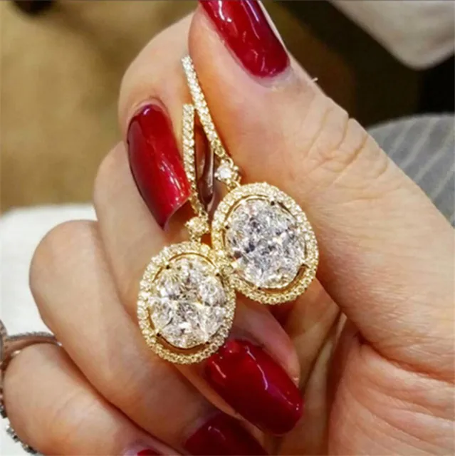Temperament Oval Alloy Crystal Earrings For Women Party Weeding Fashion Simple Ear Jewelry Accessories gold