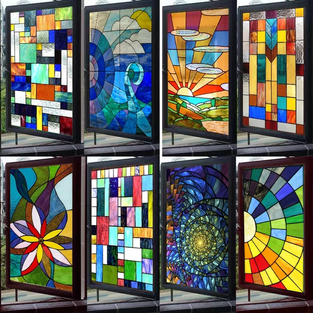 Film De Vitrail À Taille Personnalisée, Autocollants De Verre Statique,  Mosaïque D'intimité En 3d Imprimée Arc-en-ciel Pour Fenêtre, Porte,  Décoration De Maison - Films Décoratifs - AliExpress