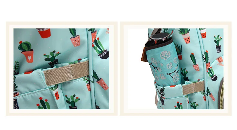 Кактус печати мумия рюкзак Висячие тележки пеленки уход за ребенком Рюкзаки Сумка для беременных мать подгузник рюкзак