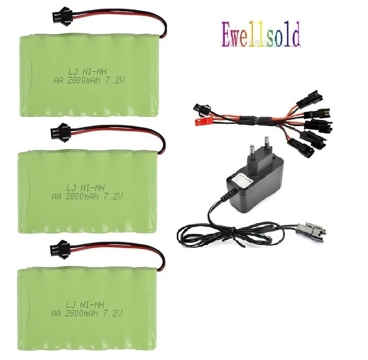 Ewellsold 7,2 V 2800mAh Ni-MH AA перезаряжаемая батарея с зарядным устройством для RC автомобиля RC лодка RC грузовик JST/SM/пробка из Тамия