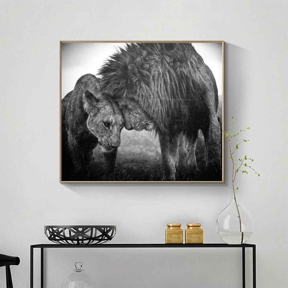 

HDARTISAN Wall Art Painting Canvas Picture Animal Print Picture The Lions For Living Room Home Decor No Frame