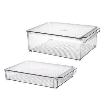 

2 Pcs Food Storage Box Container Bin Refrigerator Organizer Acrylic With Lid Vegetables Fruit Storage Box Kitchen Organizer