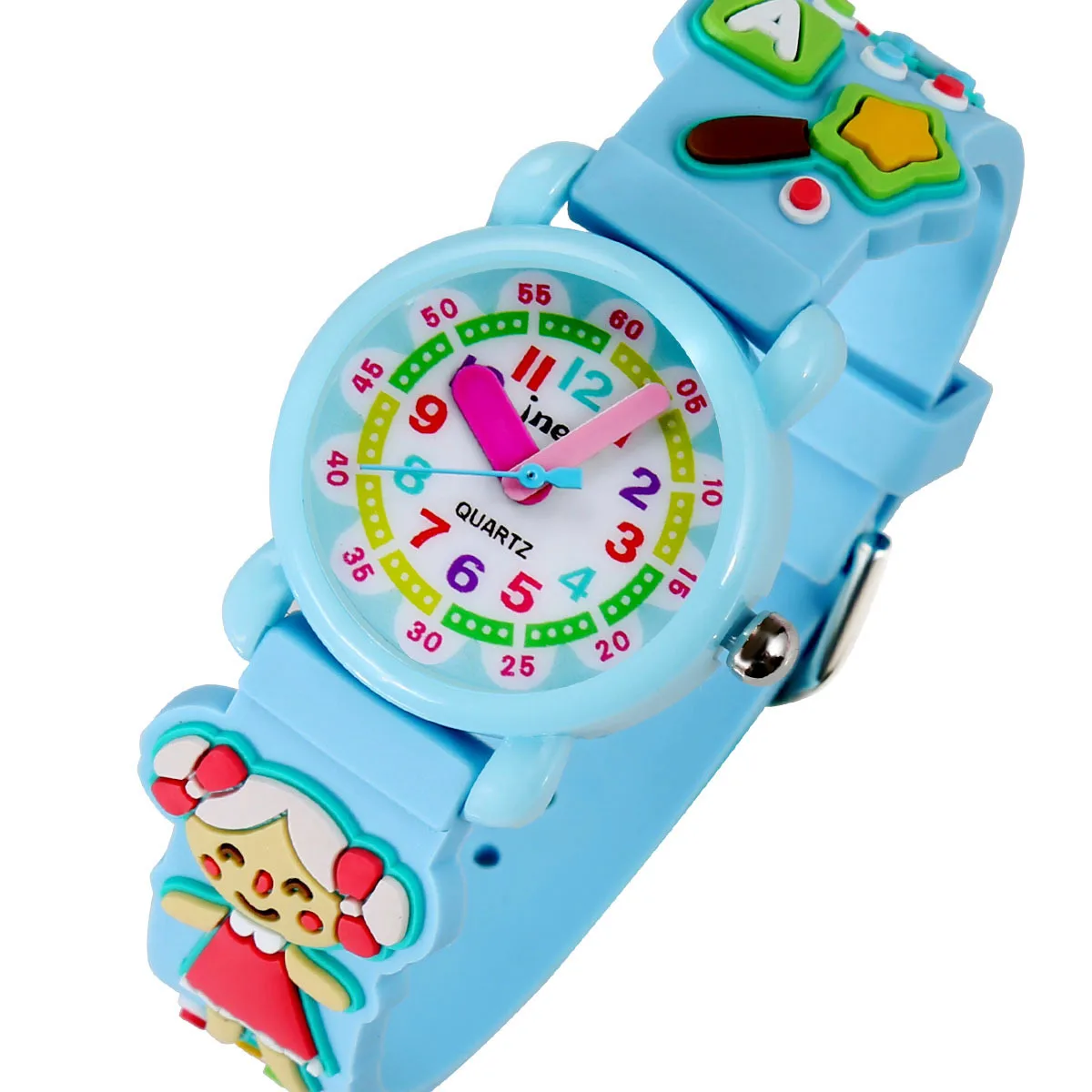 

blue little girl children's cartoon quartz color digital dial waterproof kids clock Gift for Girls montre enfant Christmas gifts
