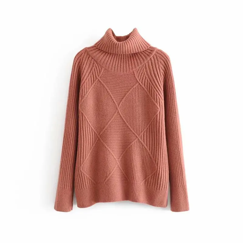 

Turtleneck Solid Color Women Sweater Winter Warm Knitted Long Sleeve Loose Pullover Casual Soft Female Jumper Minimalist Tops