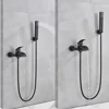 Golden Bathtub Faucet Brass Wall Mounted Waterfall Tub Spout Bathroom Shower Faucets Crane With Handshower Cold Hot Mixer Taps 4