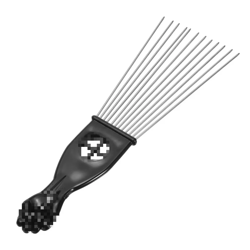Mayitr 3 Size Black Fist Afro Pik Brush Comb Tool Styling Salon Comb Metal Hairstyle Hairdressing Hair