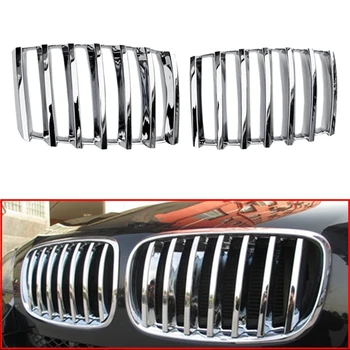 

Chrome Front Bumper Kidney Grill Grille Vent Hole Frame Trim Cover For-BMW X5 E70 2008 2009 2010 2011 2012 2013
