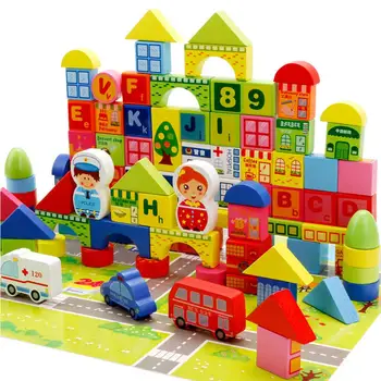 

HobbyLane 160pcs Children Wooden Building Blocks City Traffic Scene Education Learning Toys Children Gifts