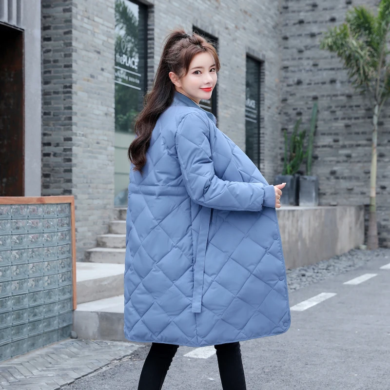 Gola com Faixas Parkas de Algodão Inverno Sólido Longo Jaqueta Feminina Grosso Acolchoado Tamanho Grande Outwear Cabolsas Casuais 2020 15 High Quality Moda Feminina