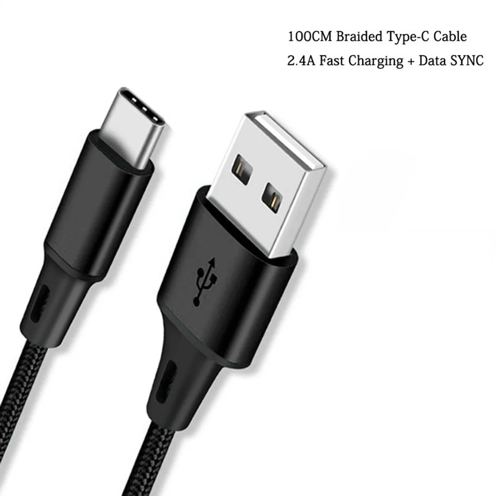 Cellphone Type-c Data Transmission Sync Cable 1 Meter Braided Phone Tablet Fast Charging Cord