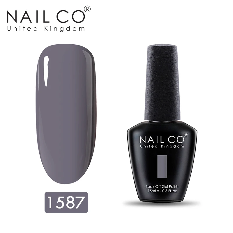 NAILCO серый лак для ногтей, 150 цветов, замачиваемый лак, Гель-лак, набор для маникюра, верхнее покрытие, гель для ногтей, 15 мл - Цвет: 1587