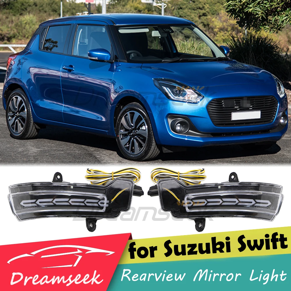 US $52.10 LED Rearview Side Mirror Light for Suzuki Swift 2017 2018 2019 2020 Indicator Lamp with Dynamic Sequential Turn Signal Clear