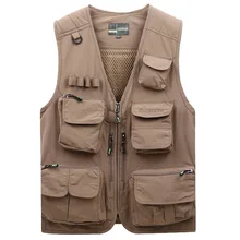Жилет для мужчин; сезон весна-лето; тонкий жилет для дирижеров; жилет для рыбалки; фотографический жилет с несколькими карманами; сетчатый жилет