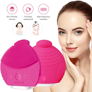 

Ultrasonic electric facial cleanser to wash the face vibrating brush pimple remover pore cleanser USB rechargeable massager