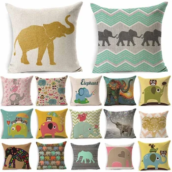 

Elephant Owl Pattern Cotton Linen Throw Pillow Cushion Cover Cartoon Car Home Sofa Bed Decorative Pillowcase Funda Cojin 40238