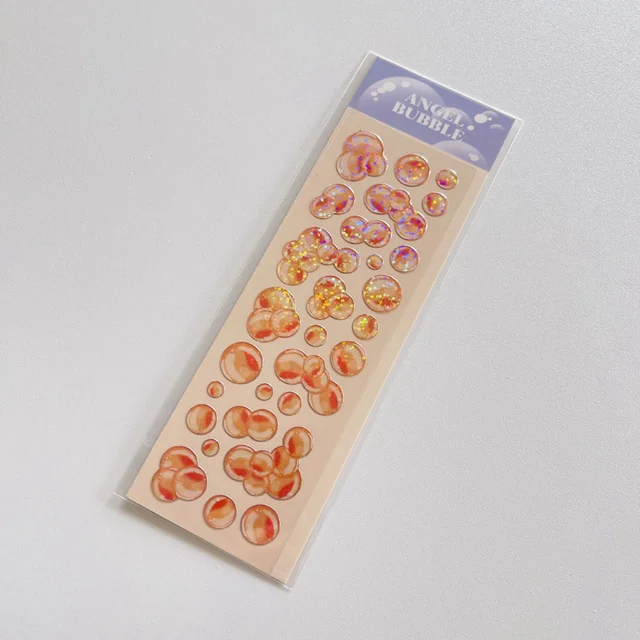 1Pc Cute Bubble Laser Waterproof Sticker Decorative Adhesive Stickers Scrapbooking School Supplies Decorative Material Stickers Orange Bubble