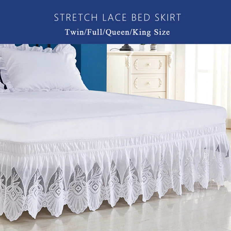 Lace Ruffles Pure Color Bed Skirt High Quality Elastic Loose Bed Apron