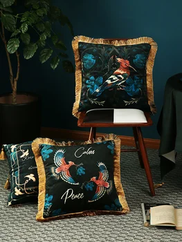 

Luxury Modern European Bird Velvet Tassel Cushion Cover Pillow Cover Pillowcase Home Decorative Sofa Throw Pillows Living Room
