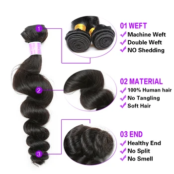 CRANBERRY Hair Loose Wave Bundles With Closure 100% Remy Human Hair Weave Bundels Brazilian Human Hair Bundles With Closure 5