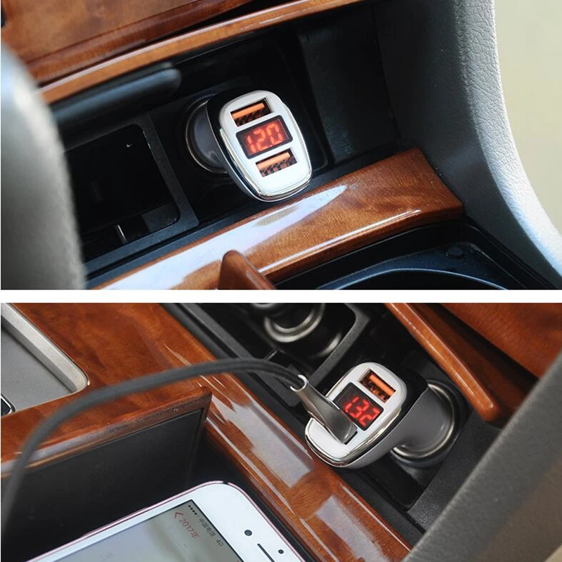 

2020 New 3.1a Digital Display Car Charger Dual Usb Multi-Function Car Charger Intelligent Display Voltage Current Car Charger