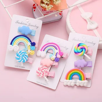 Modyle New Rainbow Lollipop Cute Children Hairpin Hair Clips Accessories For Girls Kids Hair Ornament Hair clip Headdress