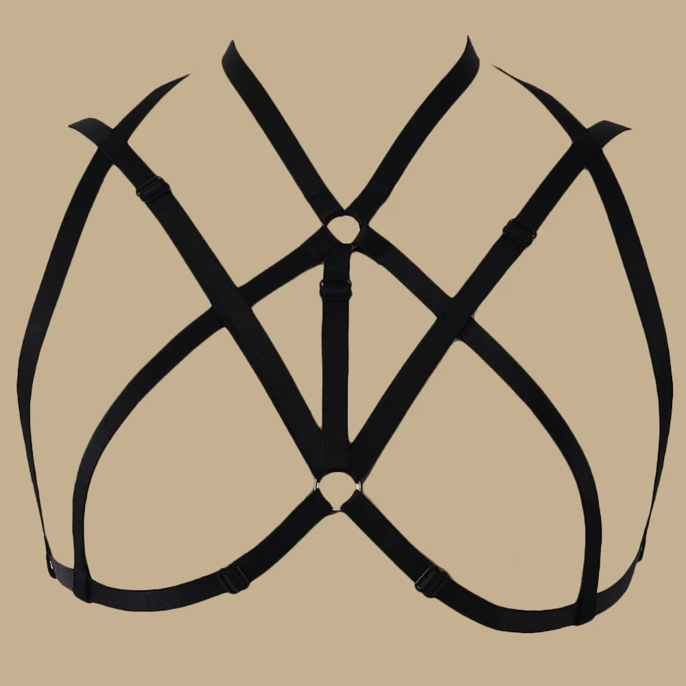 

Укороченный топ клетка бюстгальтер, чашечки расположены рядом, сексуальное женское белье Пастель Гот Связывание тела жгут Регулируемый средства ухода за кожей клетка ремня через одно плечо панк одежда в готическом стиле