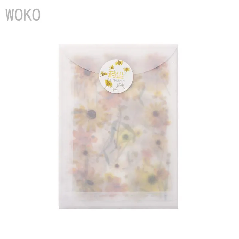 WOKO, 10 листов, Ретро стиль, коллекция сухих цветов, свежие зеленые листья, бутон, украшение, прозрачная наклейка, сделай сам, пуля, журнал, скрапбукинг